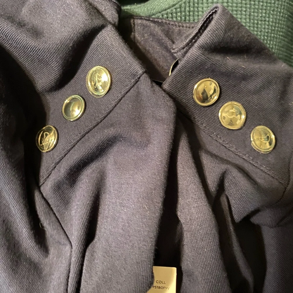 White House Black Market Navy LS Knit A-line w/btns Long Sleeve Dress  12 NWT - Picture 8 of 11